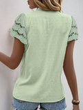 Lace Patch Ruffle Sleeve Blouse