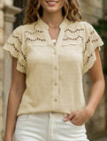 Lace Patch Ruffle Sleeve Blouse
