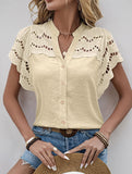 Lace Patch Ruffle Sleeve Blouse