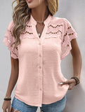 Lace Patch Ruffle Sleeve Blouse