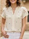 V Neck Heart Petal Sleeve Blouse