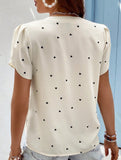 V Neck Heart Petal Sleeve Blouse