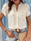 V Neck Heart Petal Sleeve Blouse