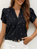 V Neck Heart Petal Sleeve Blouse