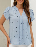 V Neck Heart Petal Sleeve Blouse
