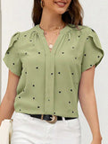 V Neck Heart Petal Sleeve Blouse
