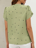 V Neck Heart Petal Sleeve Blouse