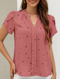 V Neck Heart Petal Sleeve Blouse