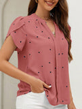 V Neck Heart Petal Sleeve Blouse