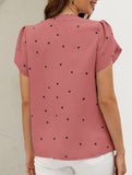 V Neck Heart Petal Sleeve Blouse