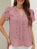 V Neck Heart Petal Sleeve Blouse