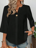 Linen V Neck Button Shirt