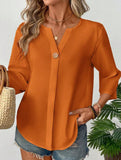 Linen V Neck Button Shirt