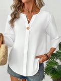 Linen V Neck Button Shirt