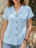 Solid Button Short Sleeve Cardigan