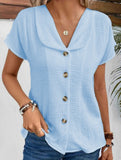 Solid Button Short Sleeve Cardigan