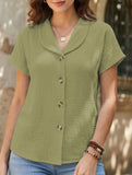 Solid Button Short Sleeve Cardigan