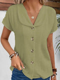 Solid Button Short Sleeve Cardigan
