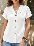 Solid Button Short Sleeve Cardigan