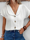 Solid Button Short Sleeve Cardigan