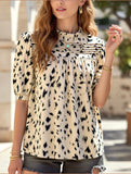 Temperament Casual Printed Short Sleeve Top ??Lightweight Vivid Blouse for Women