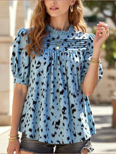 Temperament Casual Printed Short Sleeve Top ??Lightweight Vivid Blouse for Women