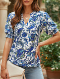 V-Neck Loose Short Sleeve Printed T-Shirt ??Comfortable & Trendy Casual Wear