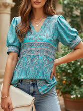V-Neck Loose Short Sleeve Printed T-Shirt ??Comfortable & Trendy Casual Wear