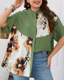 Plus Size Floral Button Down Shirt ??Summer Boho Style