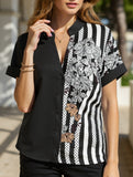DOUBLE COLOR FLORAL BUTTON-UP SHIRT_CWTSTS0417