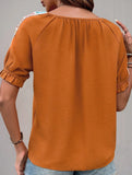 Fashion lace-up casual ribbon patchwork shirt