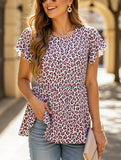 CREW-NECK DOUBLE-LAYER SLEEVED PLEATED T-SHIRT