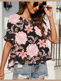 CREW NECK SHORT FRONT LONG BACK CASUAL LOOSE TOP