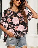 CREW NECK SHORT FRONT LONG BACK CASUAL LOOSE TOP