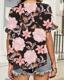 CREW NECK SHORT FRONT LONG BACK CASUAL LOOSE TOP