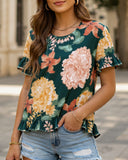 CREW NECK SHORT FRONT LONG BACK CASUAL LOOSE TOP