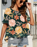 CREW NECK SHORT FRONT LONG BACK CASUAL LOOSE TOP