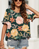 CREW NECK SHORT FRONT LONG BACK CASUAL LOOSE TOP
