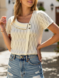 CASUAL FORM-FITTING SHORT-SLEEVED V-NECK TOP