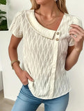 CASUAL FORM-FITTING SHORT-SLEEVED V-NECK TOP