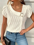 CASUAL FORM-FITTING SHORT-SLEEVED V-NECK TOP