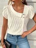 CASUAL FORM-FITTING SHORT-SLEEVED V-NECK TOP