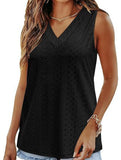 Solid color V-neck loose vest women's T-shirt