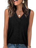 Solid color V-neck loose vest women's T-shirt