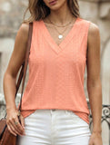 Solid color V-neck loose vest women's T-shirt