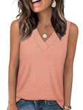 Solid color V-neck loose vest women's T-shirt