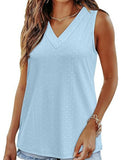 Solid color V-neck loose vest women's T-shirt