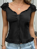 Spicy short-sleeved ruffled vest for women