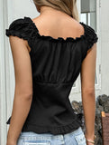 Spicy short-sleeved ruffled vest for women