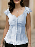Spicy short-sleeved ruffled vest for women